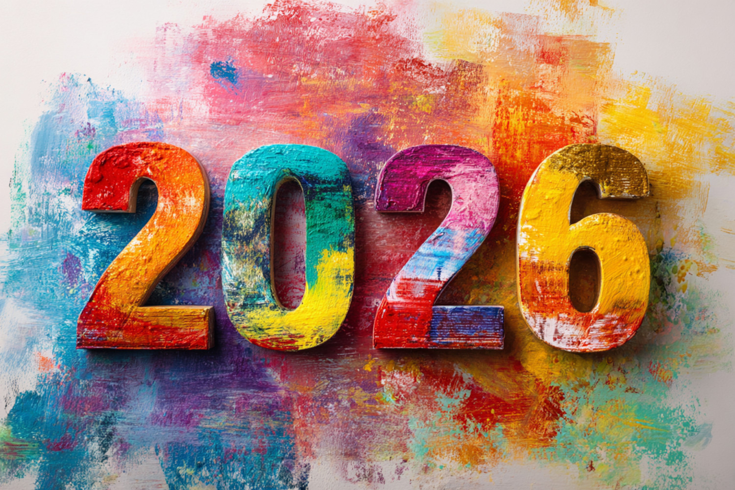 Die Jahreszahl 2026 in bunt