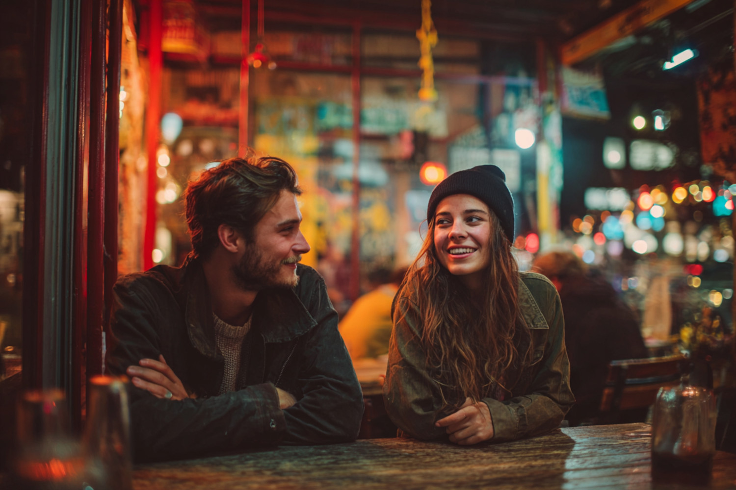Ein Mann und eine Frau sitzen an einem Tisch