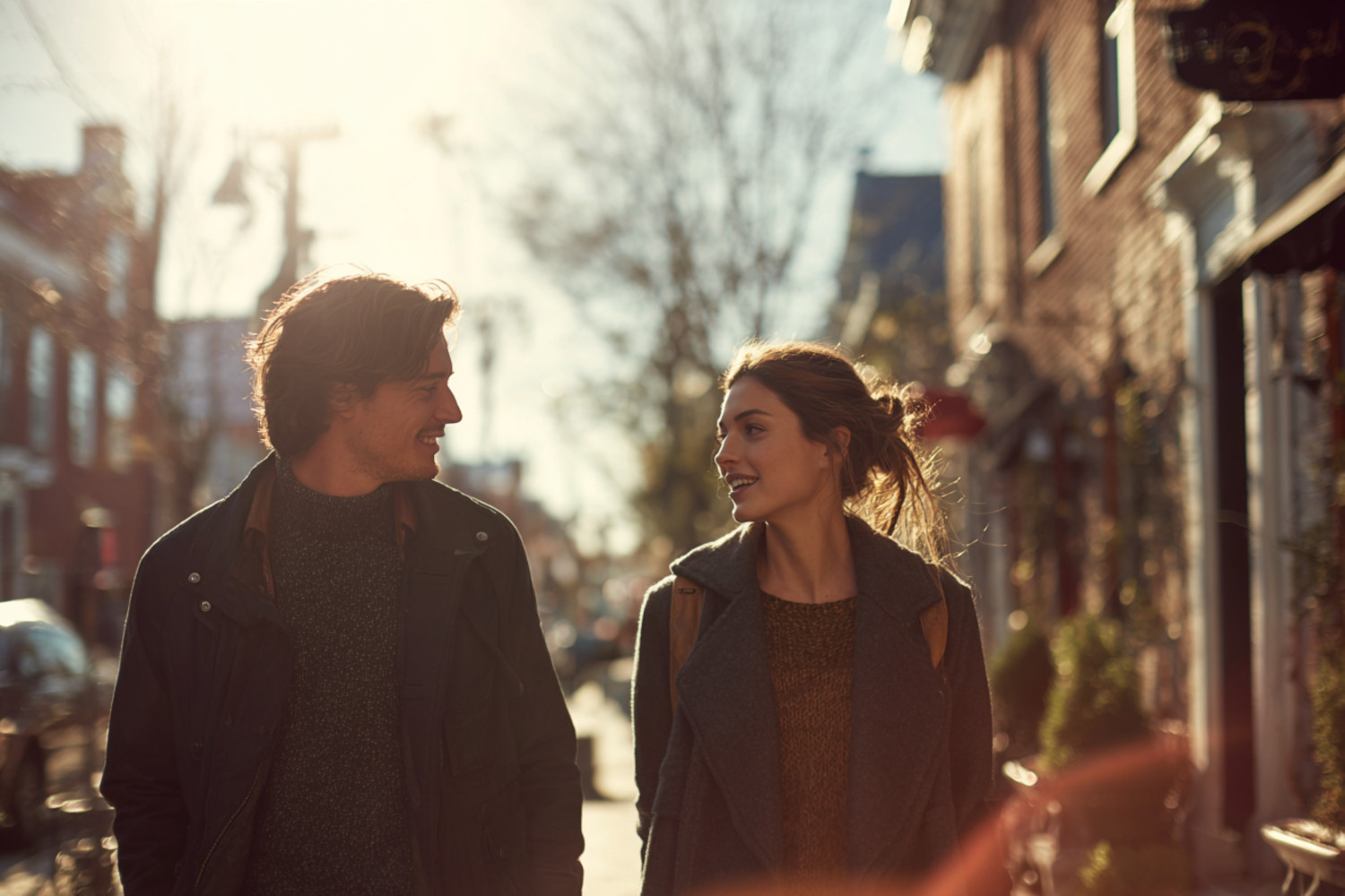 Ein Mann und eine Frau gehen spazieren