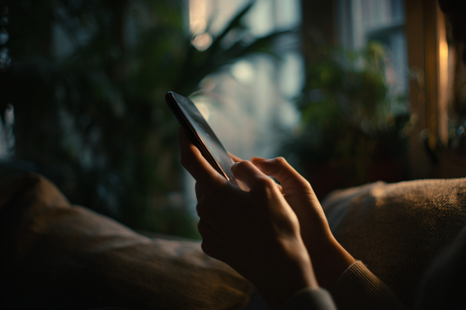 Hände, die ein Smartphone bedienen.